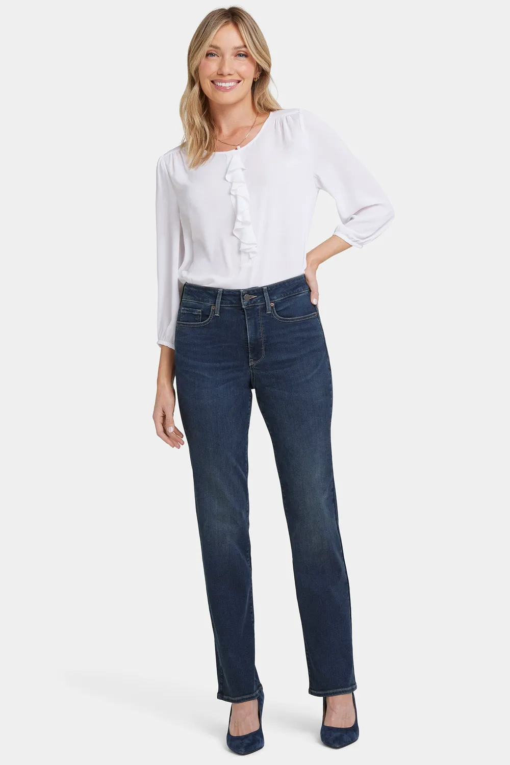 NYDJ Marilyn Straight Jeans Long Presley dunkelblau