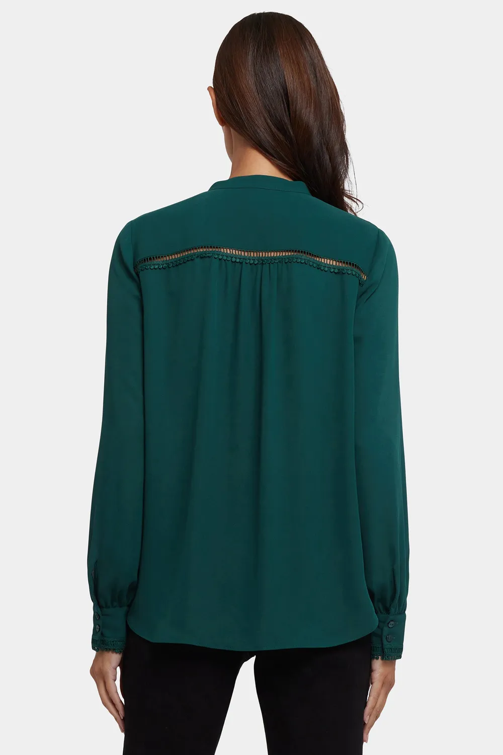 NYDJ Janie Bluse Pine Forest Langarm Knopfleiste