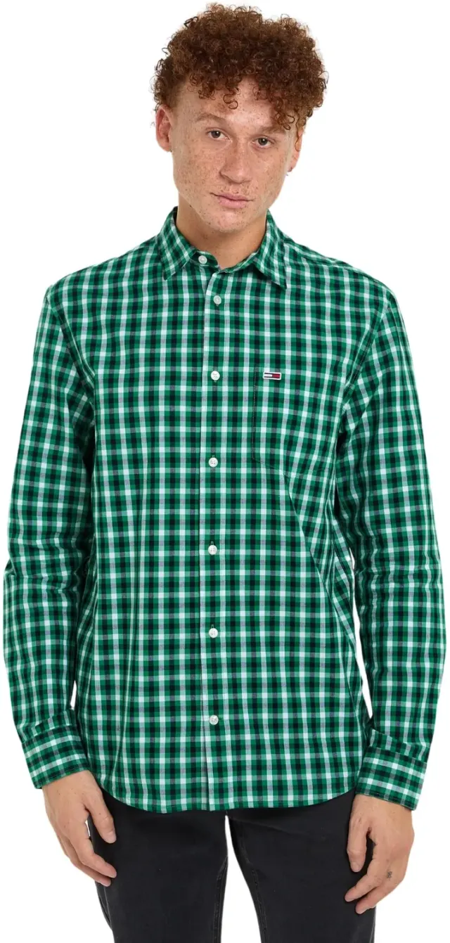 Tommy Jeans Check Hemd Langarm XXS Grün