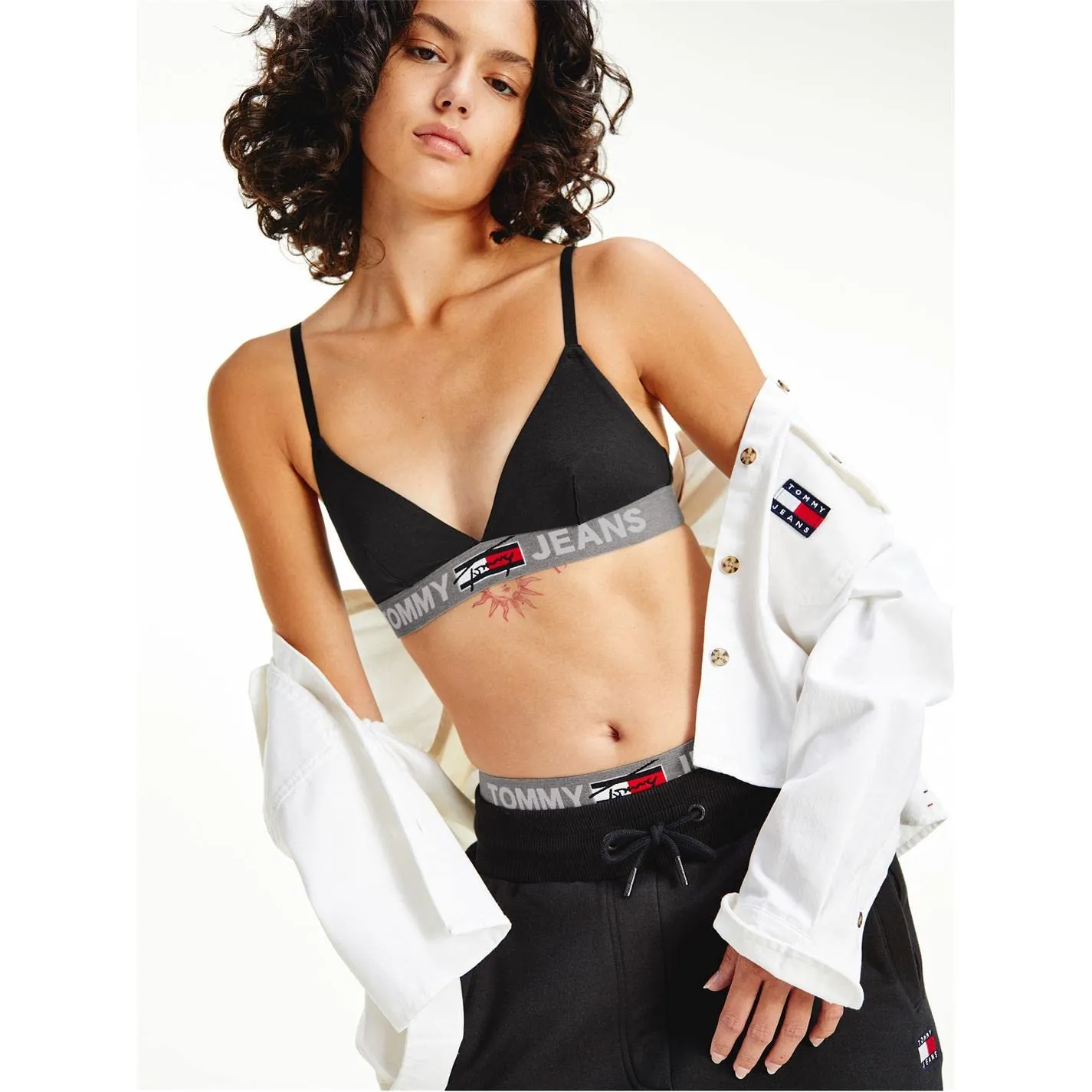 Tommy Jeans Triangle UW0UW02721 Bralette Schwarz ungefüttert