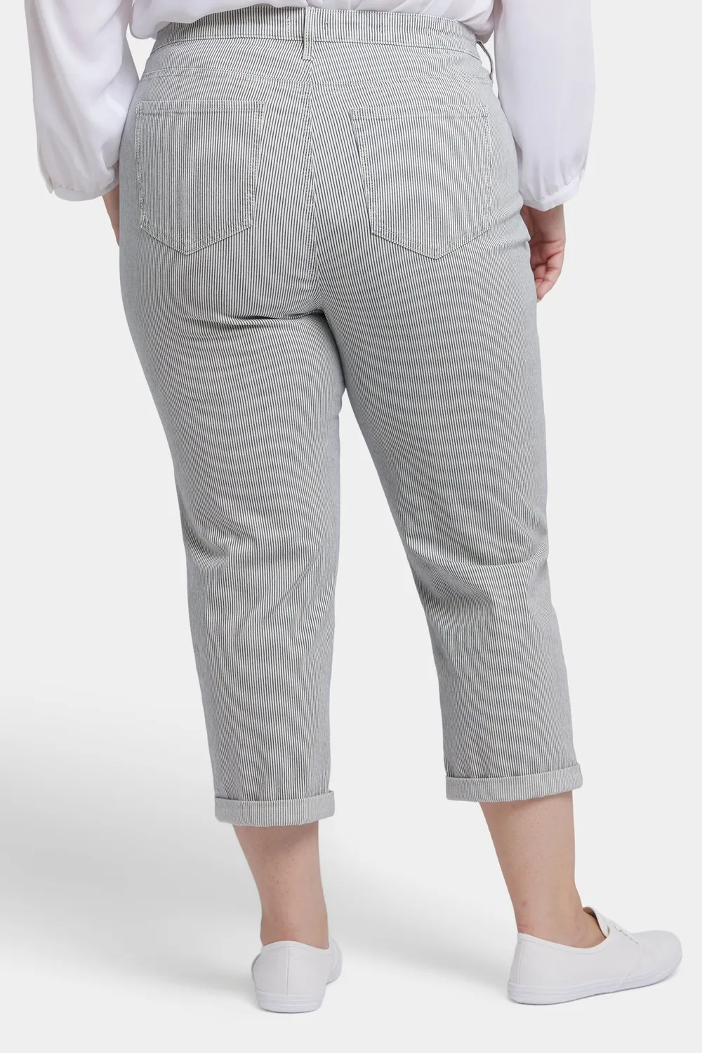 NYDJ Chloe Skinny Capri Jeans Plus Luarca Stripe Capri Blau Gestreift