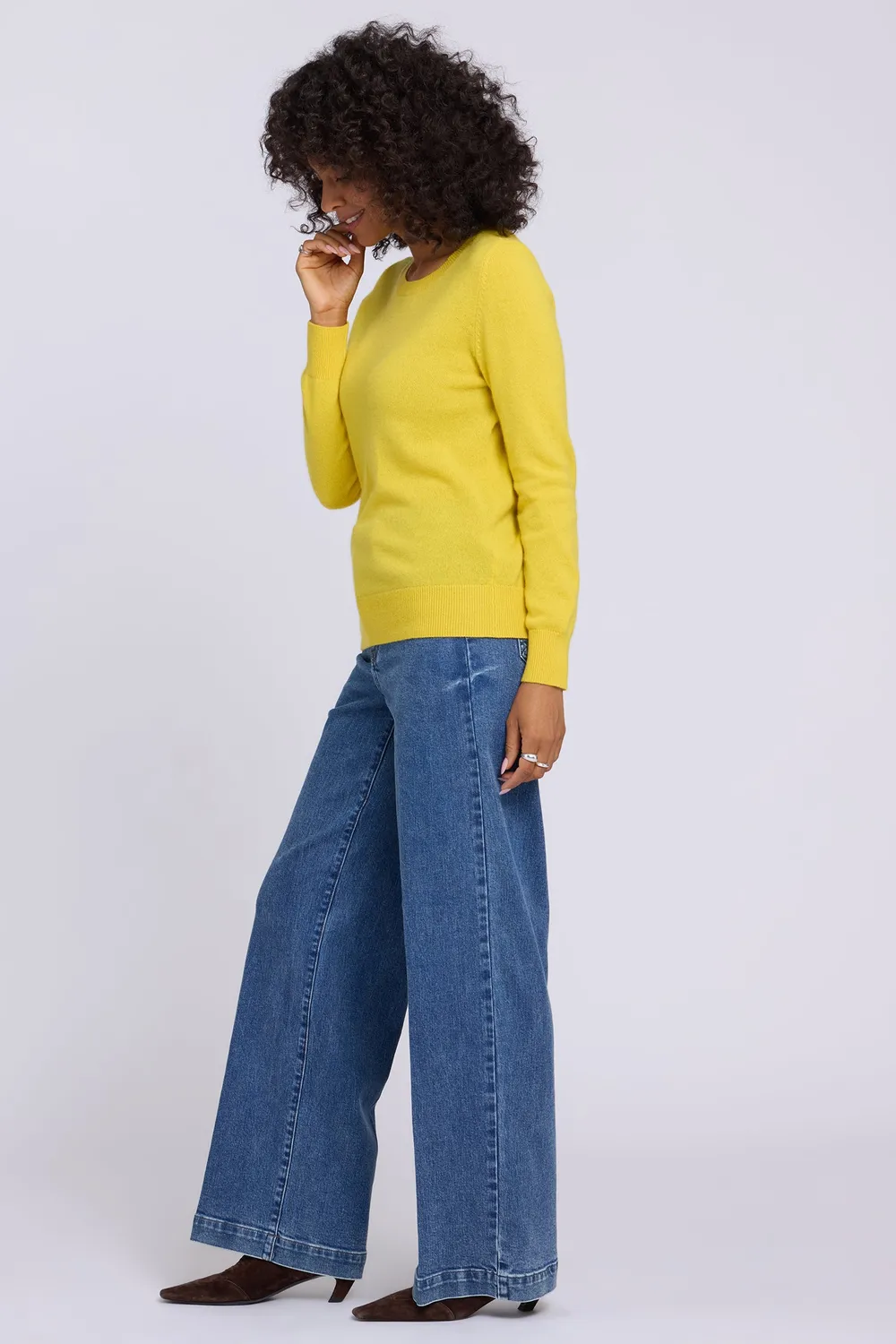 NYDJ Cashmere Essential Crewneck Pullover Glisten warm