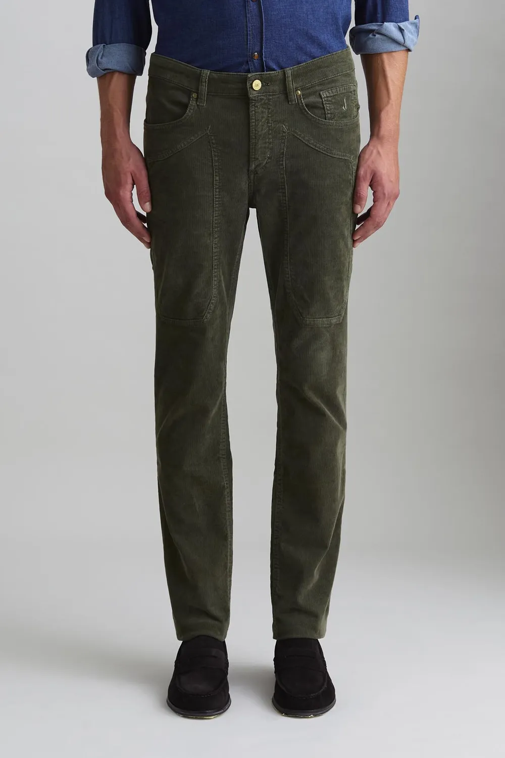 Jeckerson John Slim Fit Hose militärgrün Samt