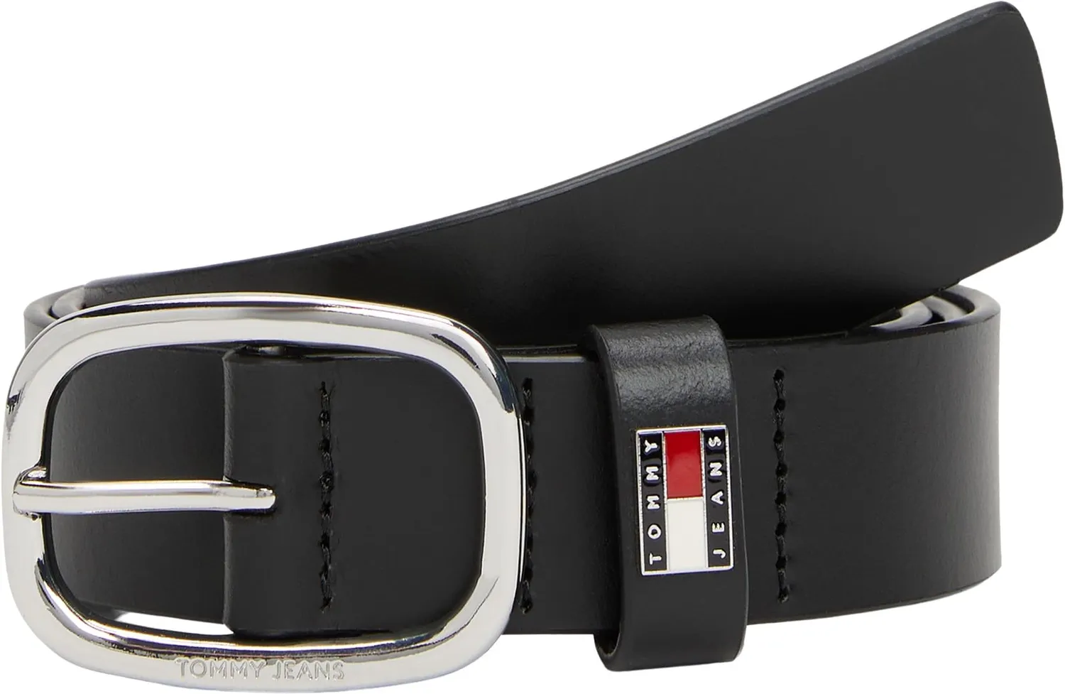 Tommy Jeans Oval Ledergürtel Gürtel Damen Schwarz 90