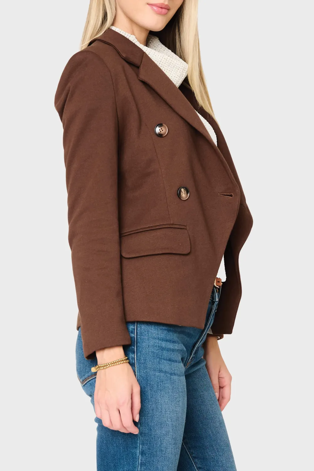 Gibsonlook Double Breasted Blazer Tuscan Saddle Stretch