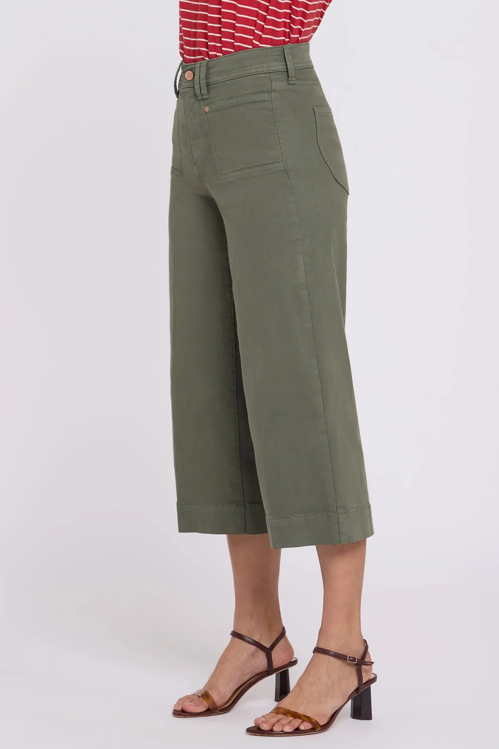 NYDJ Brigitte Wide Leg Capri Jeans Desert Green grün