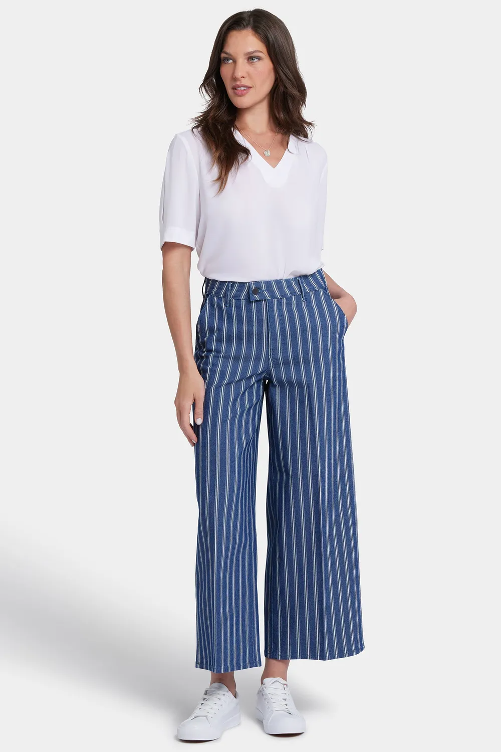 NYDJ Mona Jeans Wide Leg Huelva Stripe Hüftfrei