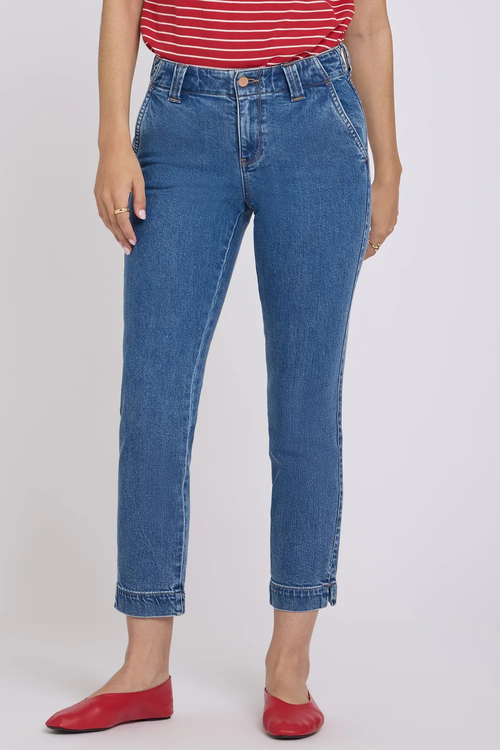 NYDJ Sheri Slim Straight Ankle Jeans Salton Indigo