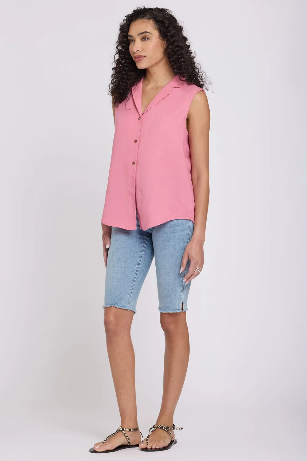 NYDJ Gabrielle Desert Rose Bluse Leinenmix