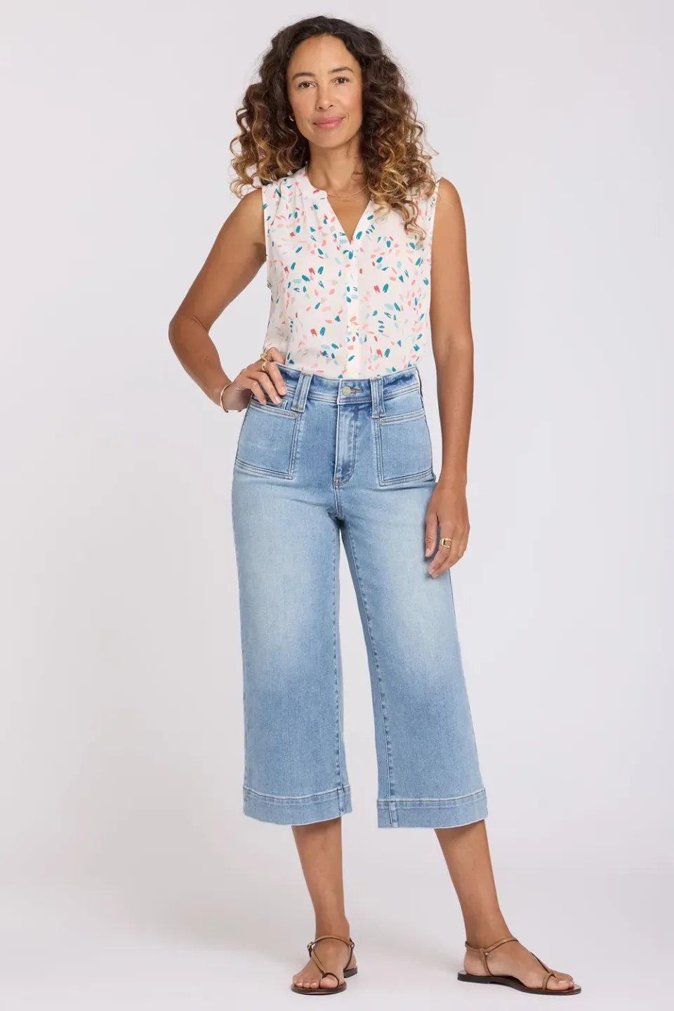 NYDJ Brigitte Wide Leg Capri Jeans Mist Springs
