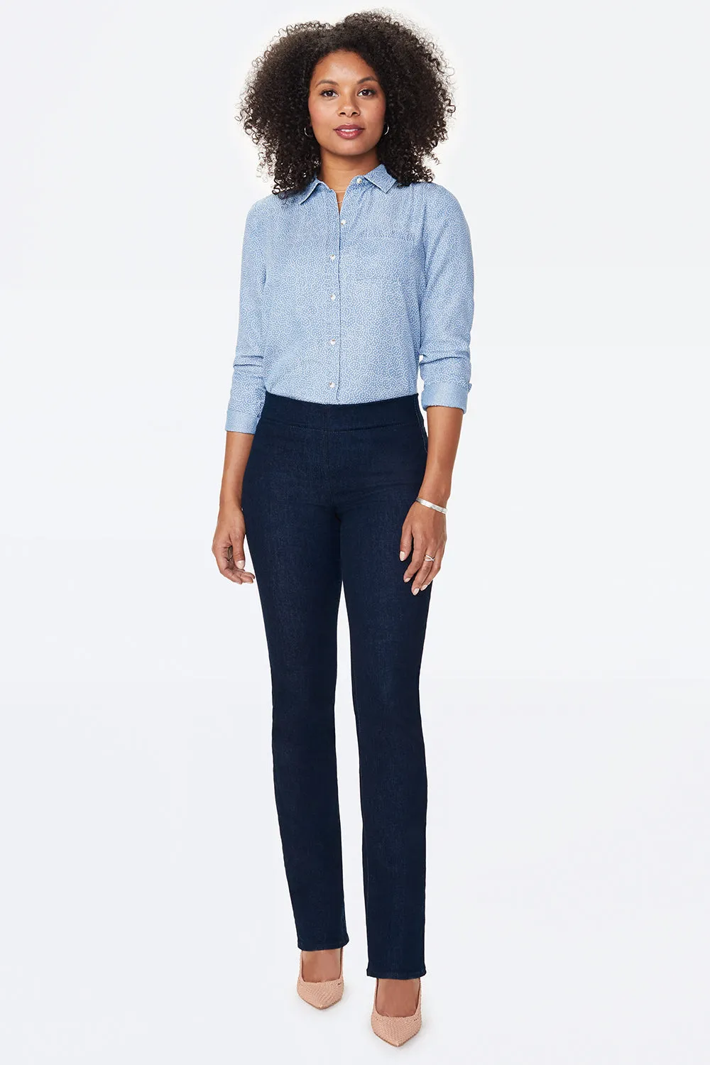 NYDJ Marilyn Straight Pull-On Jeans Rinse Gummibund