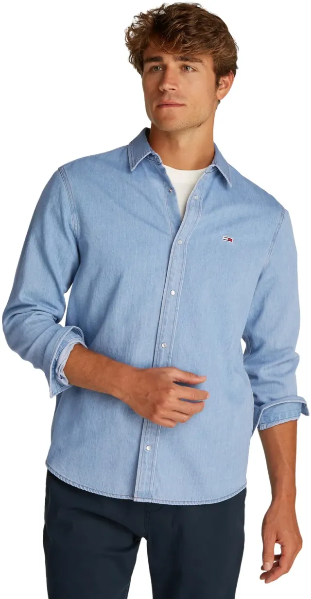 Tommy Jeans Regular Fit Herren Jeanshemd Gr. S Knopfleiste