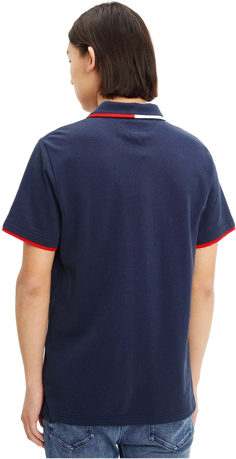 Tommy Jeans TJM Reg Flag Neck Polo Poloshirt Größe L