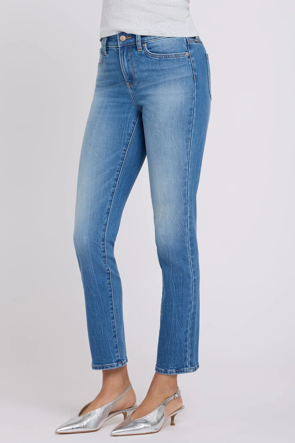 NYDJ Sheri Slim Straight Ankle Jeans Pacifica blau