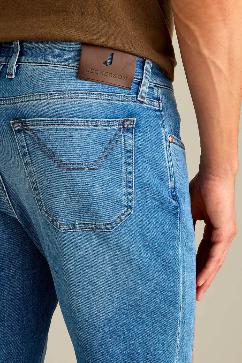 Jeckerson John Slim Fit Jeans Hellblau Alcantara Beige