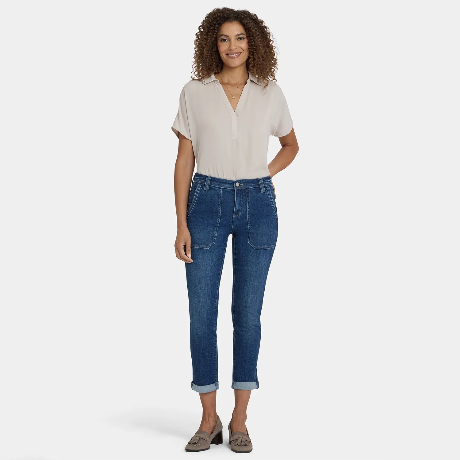 NYDJ Margot Girlfriend Jeans Petite Vintage Lapis Blau