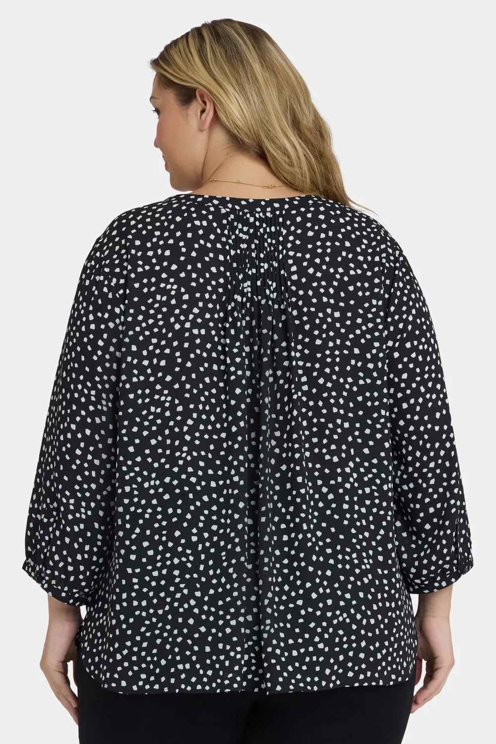 NYDJ Pintuck Bluse Plus Francoise Dots 3/4-Arm Punkte