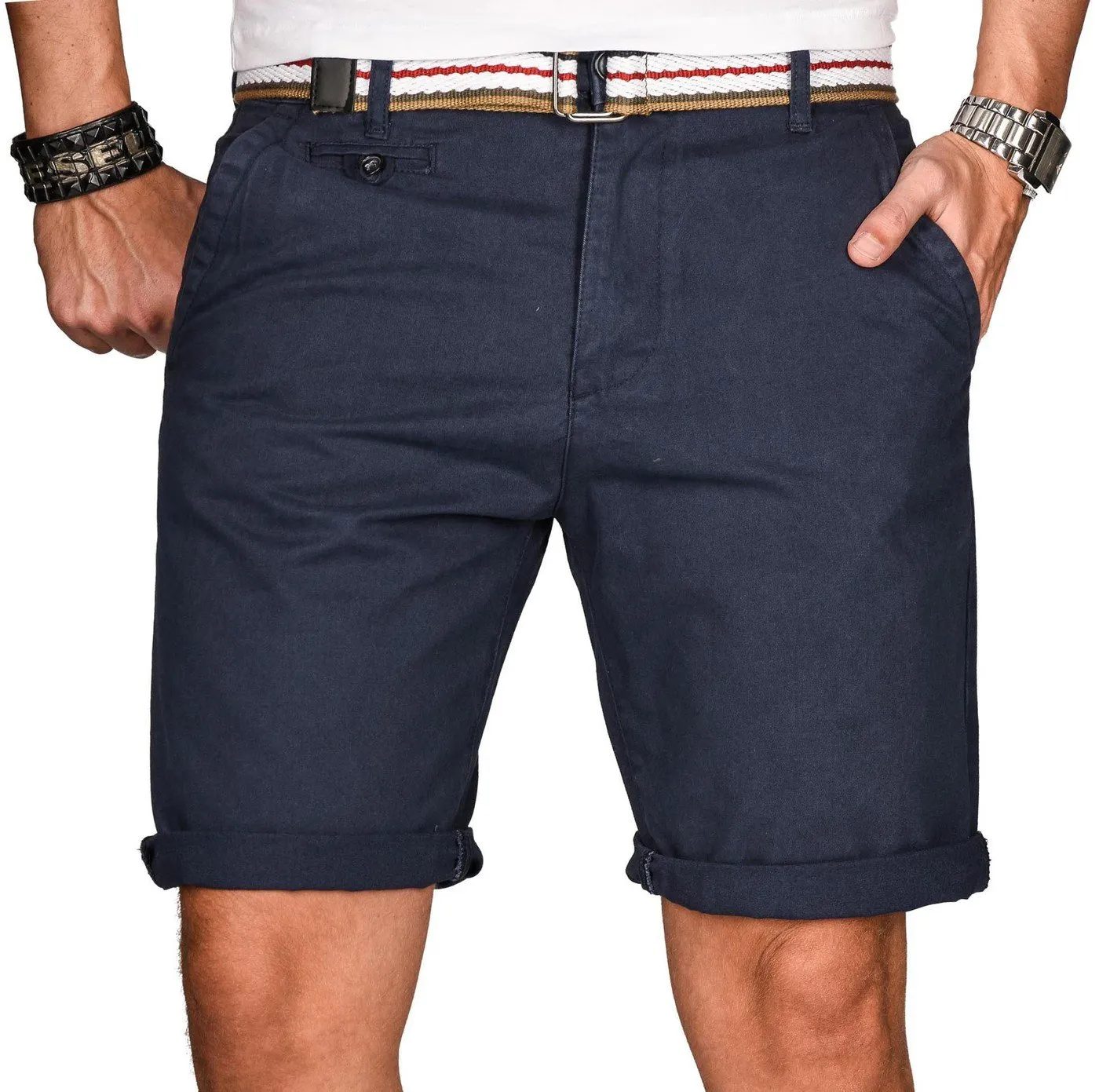 Alessandro Salvarini AS-096 Bermuda Shorts Herren Gürtel