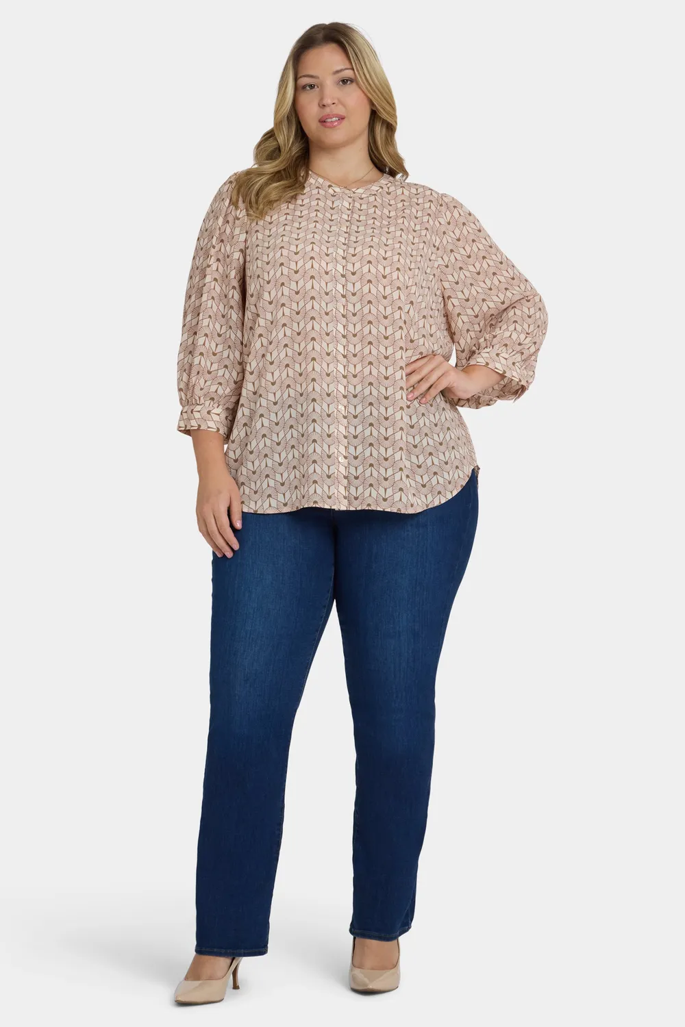 NYDJ Bonnie Plus Size Bluse Gare de Lyon 3/4-Arm