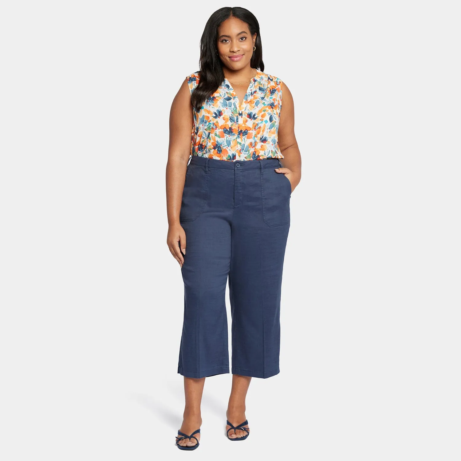 NYDJ Wide Leg Cargo Capri Hose Oxford Navy Plus Size