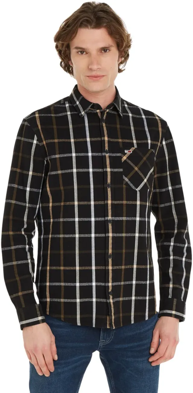 Tommy Jeans Herren Hemd XXL Tall blau Stretch