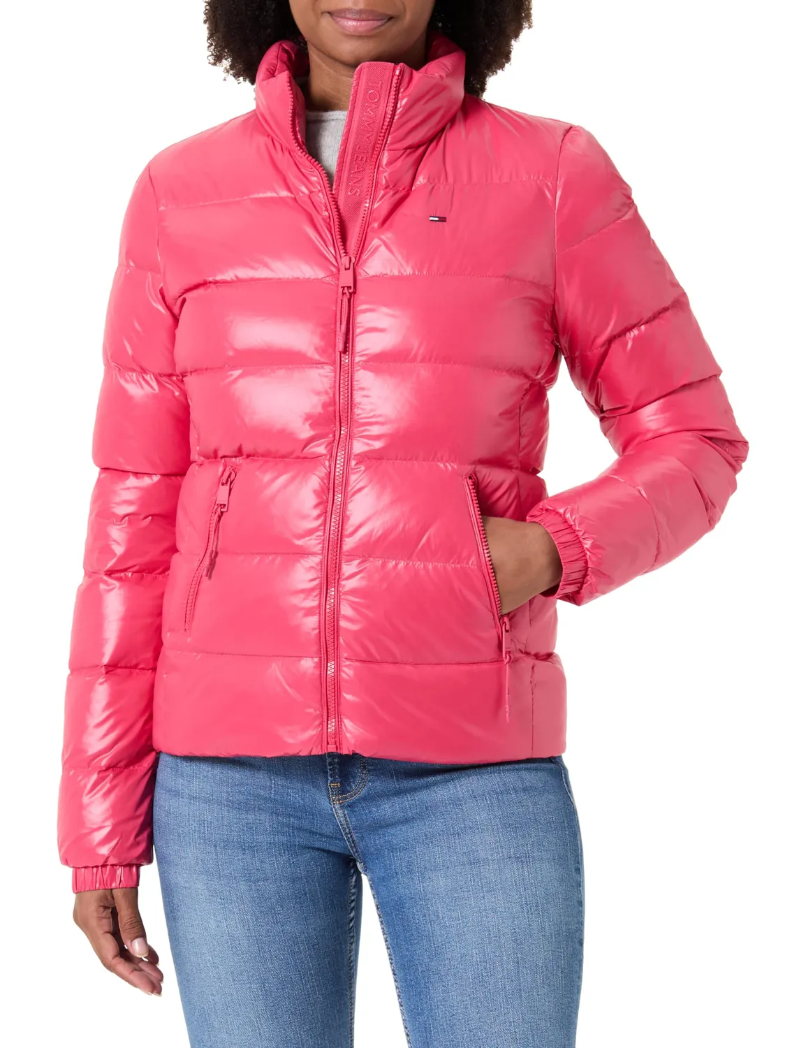 Tommy Jeans Slim Zip Print Down Pufferjacke Damen