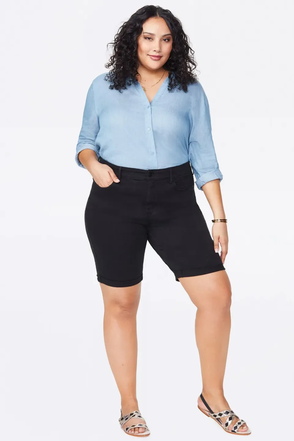 NYDJ Briella Denim Shorts Schwarz Plus Size lang