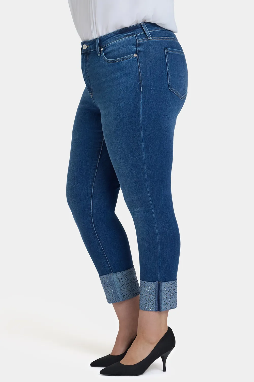 NYDJ Sheri Slim Ankle Jeans Plus Vintage Lapis mit Strass