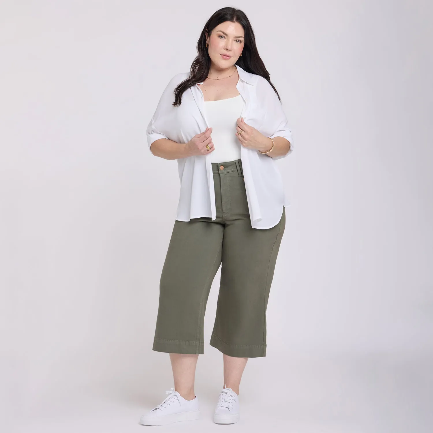 NYDJ Brigitte Wide Leg Capri Jeans Desert Green Plus