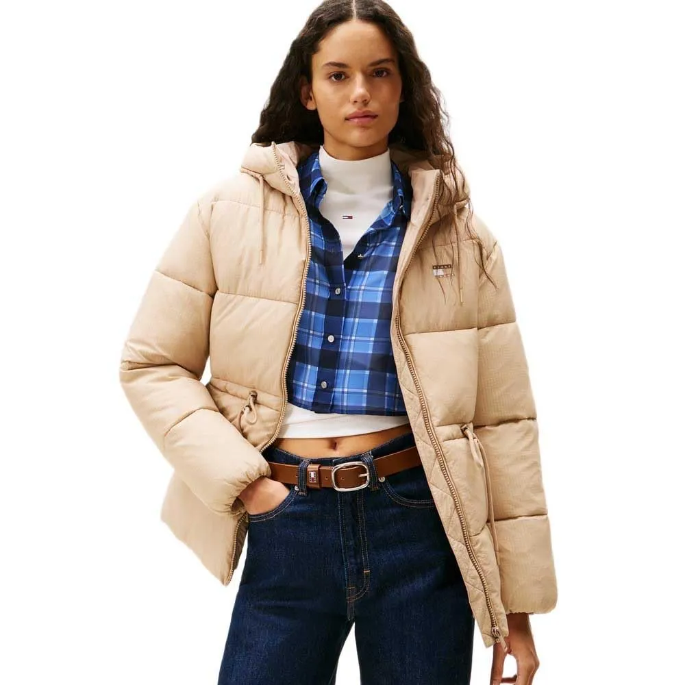 Tommy Jeans Midi Pufferjacke Damen mit Kapuze gesteppt