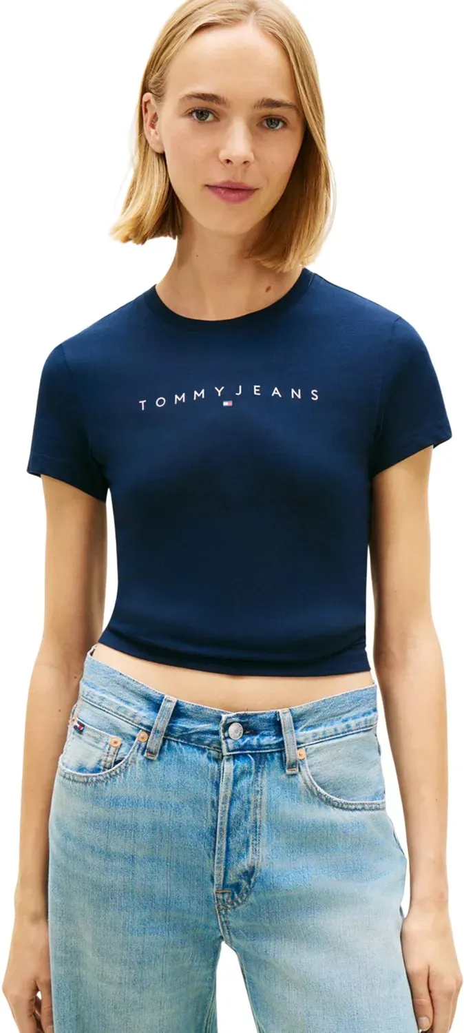 Tommy Jeans Damen T-Shirt Linear Slim Fit Kurzarm
