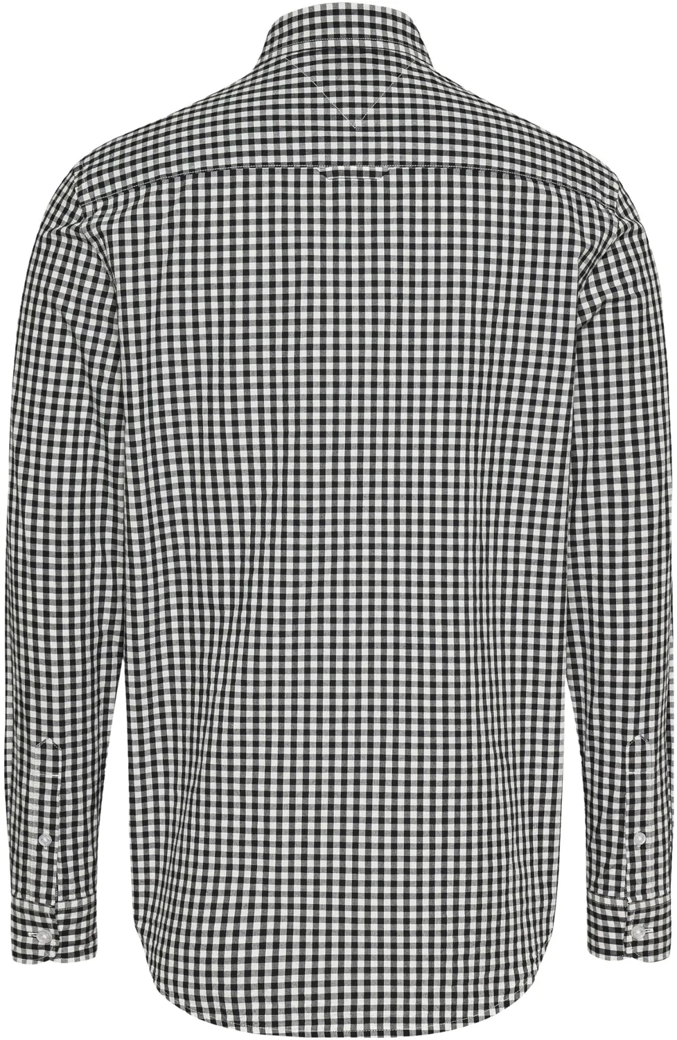Tommy Jeans Poplin Check Herrenhemd XS Schwarz Karo