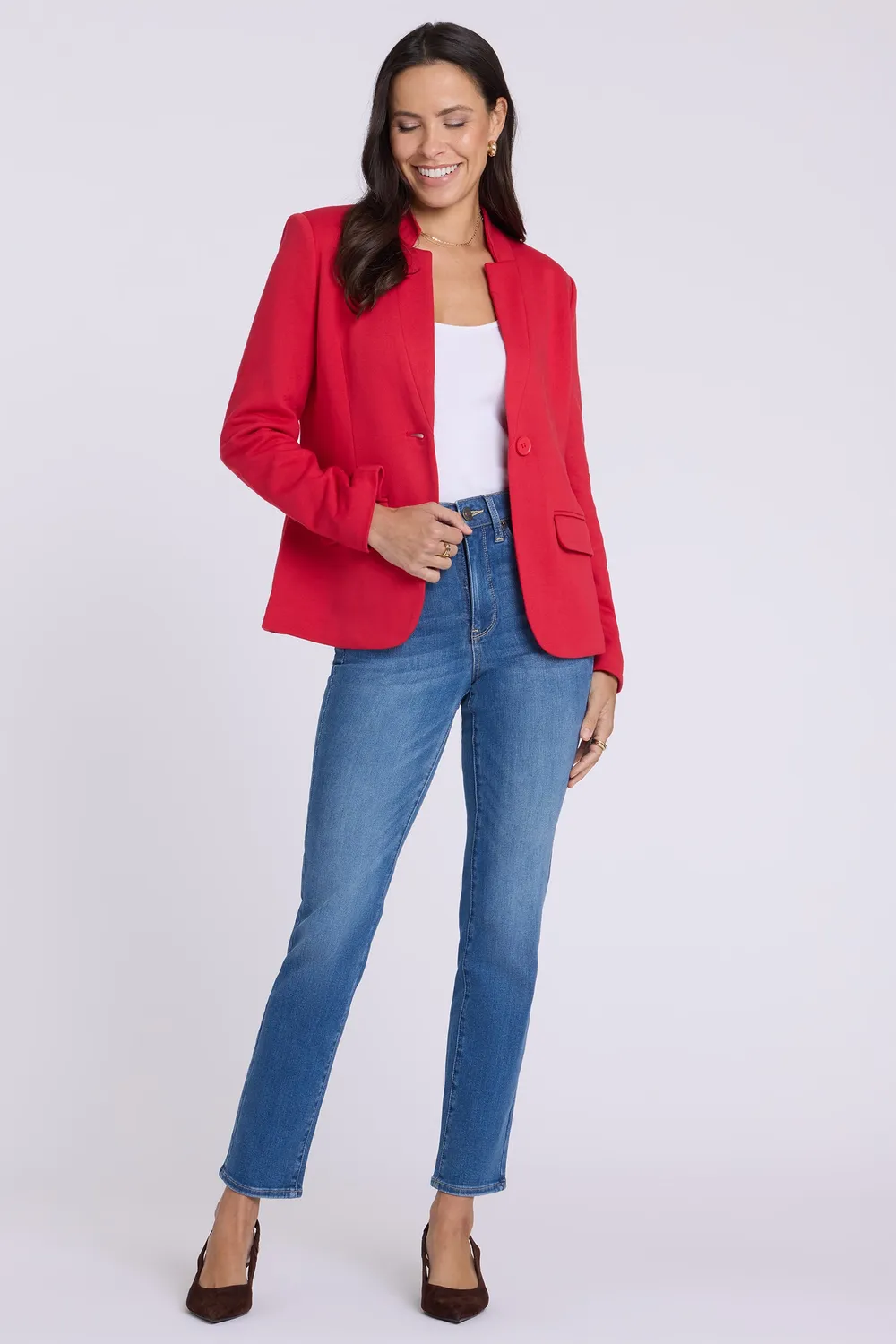 Gibsonlook Notch Collar Strickblazer Rot Lipstick