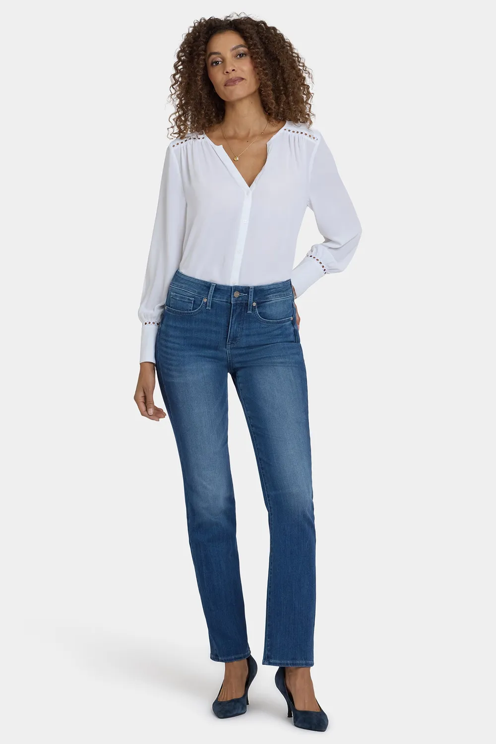 NYDJ Marilyn Straight Jeans Cool Marine Stretch