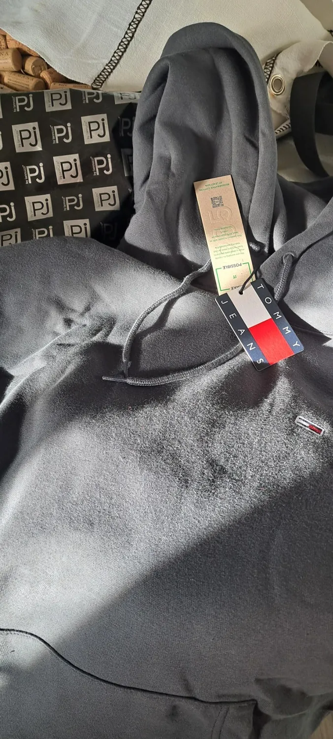 Tommy Jeans Herren Hoodie Kapuzenpullover Grau