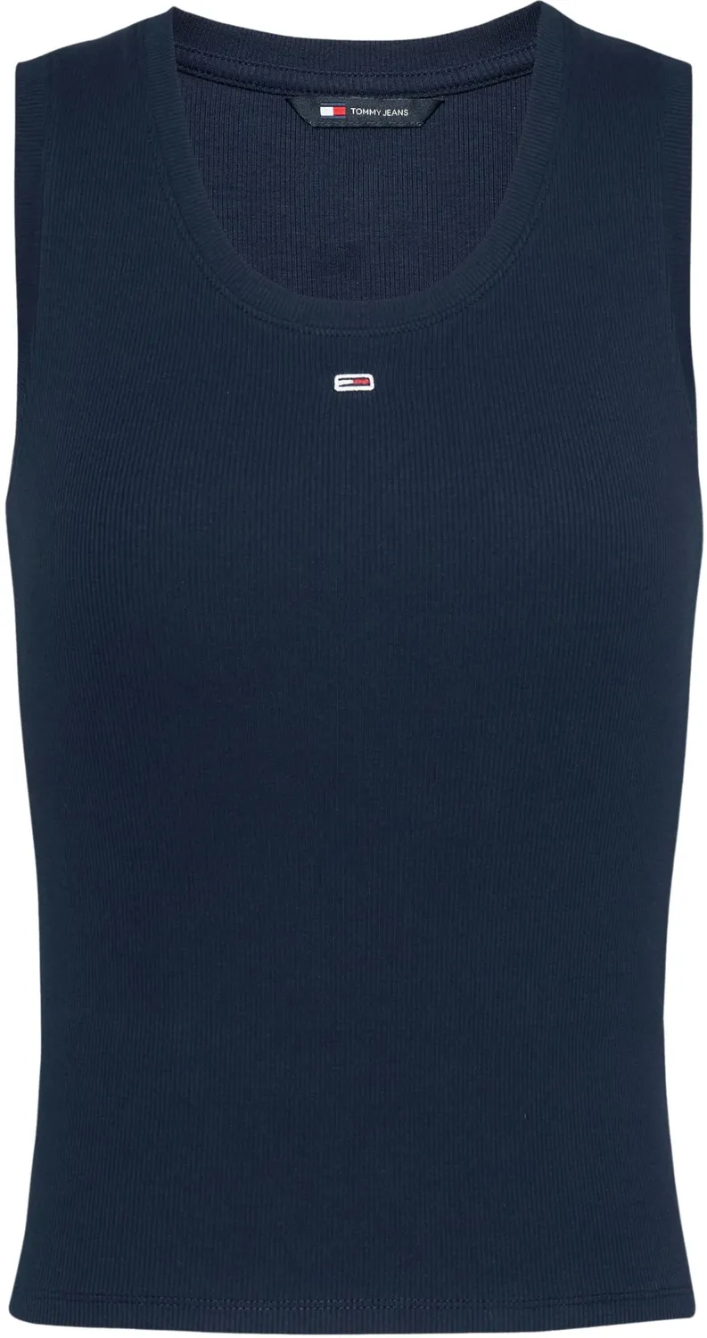 Tommy Jeans Essential Rib Tank Top Slim Damen Schwarz