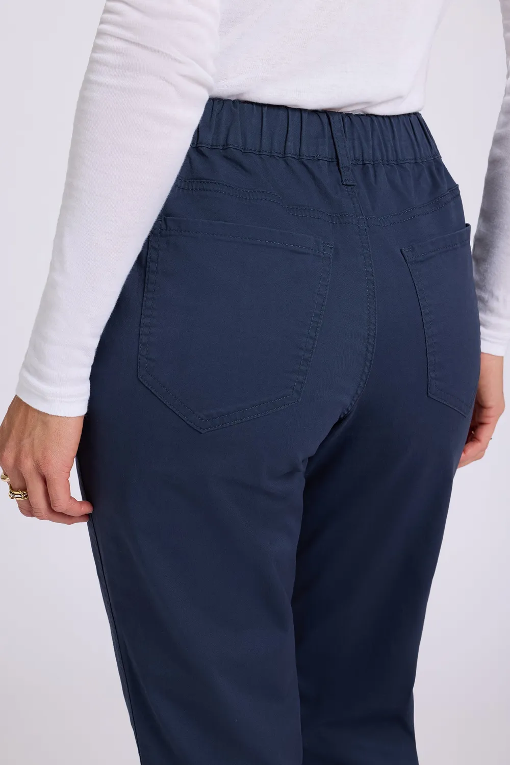 NYDJ Marilyn Adjustable Straight Hose Oxford Navy Stretch
