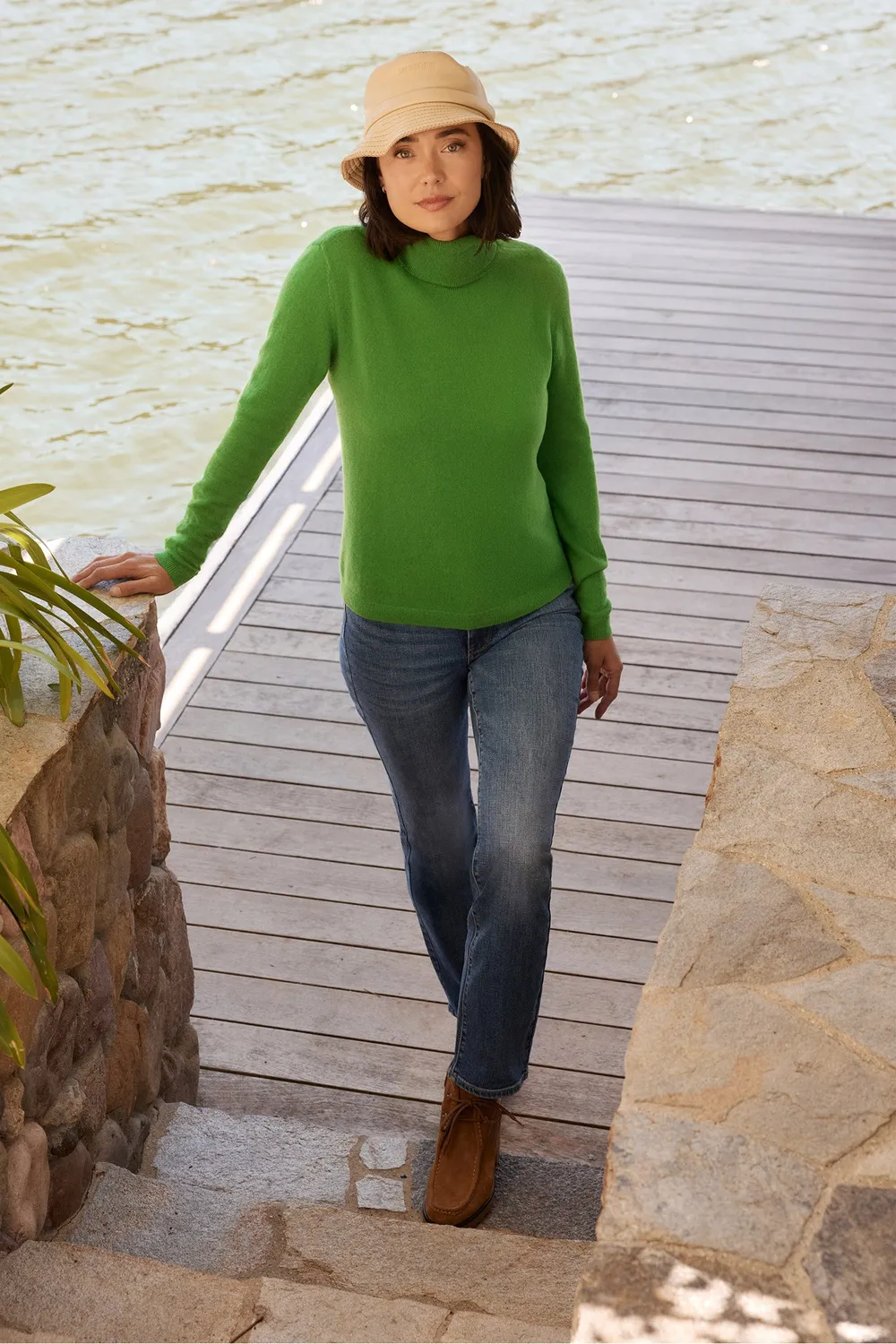 NYDJ Cashmere Essential Turtleneck Sweater Rolli Fern Kaschmir