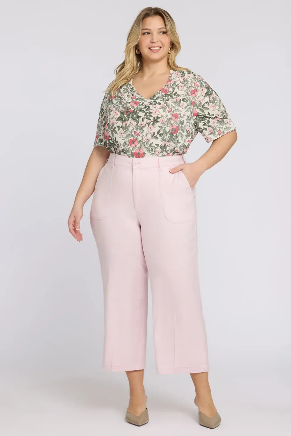 NYDJ Wide Leg Cargo Capri Caprihose Helllila Plus Size