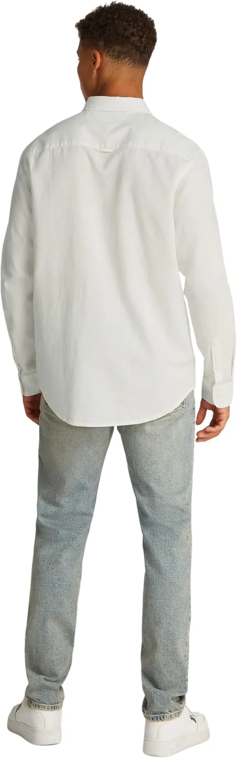 Tommy Jeans Linen Blend Herrenhemd Beige Leinen