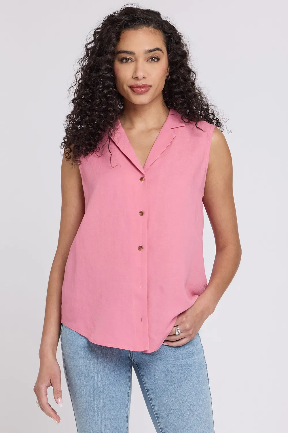 NYDJ Gabrielle Desert Rose Bluse Leinenmix