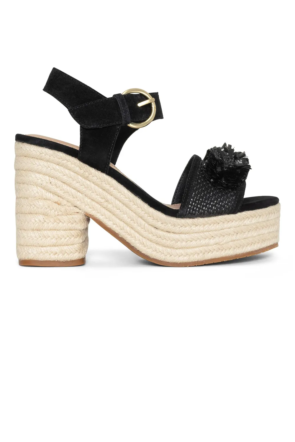 NYDJ Houston Plateau Sandalen Schwarz  Riemen