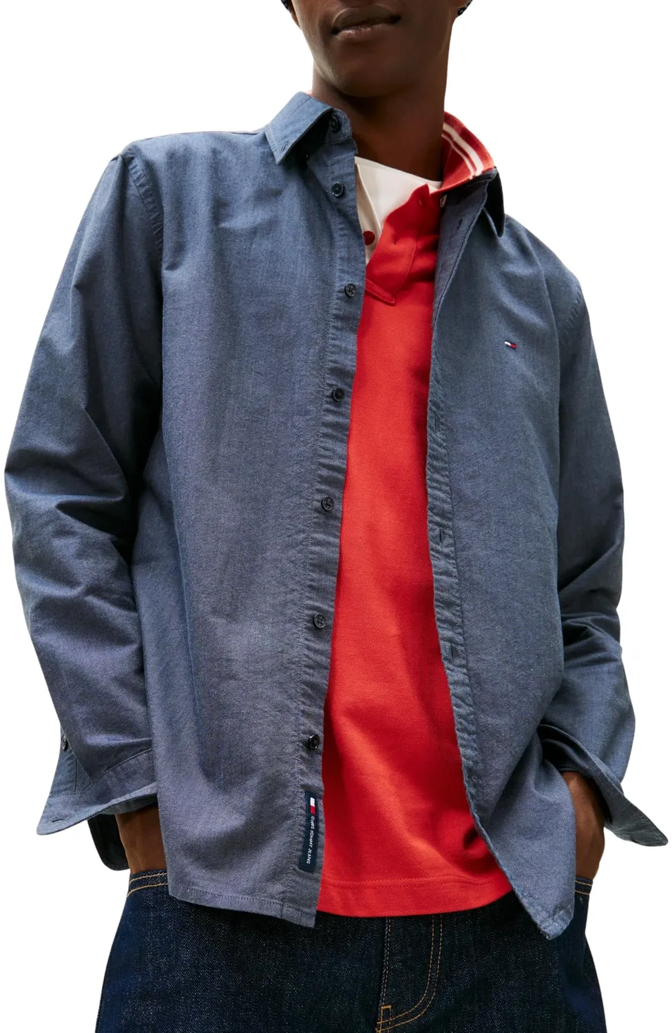 Tommy Jeans L/S Langarmshirt Herren L Blau Langarm Regular