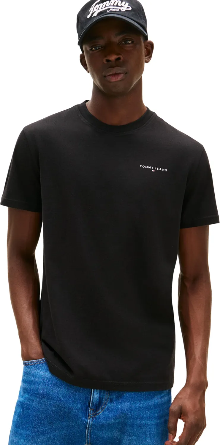 Tommy Jeans Linear Chest Herren T-Shirt Slim Schwarz M