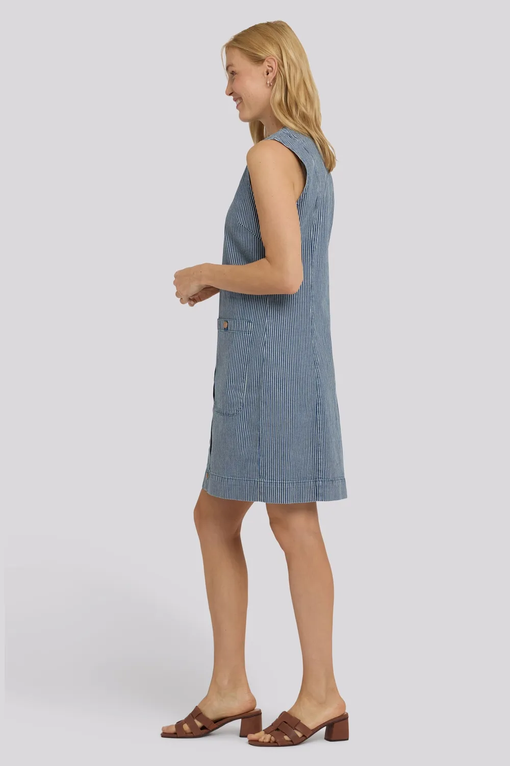 NYDJ Sleeveless Denim Utility Kleid Malaga Stripe ärmellos
