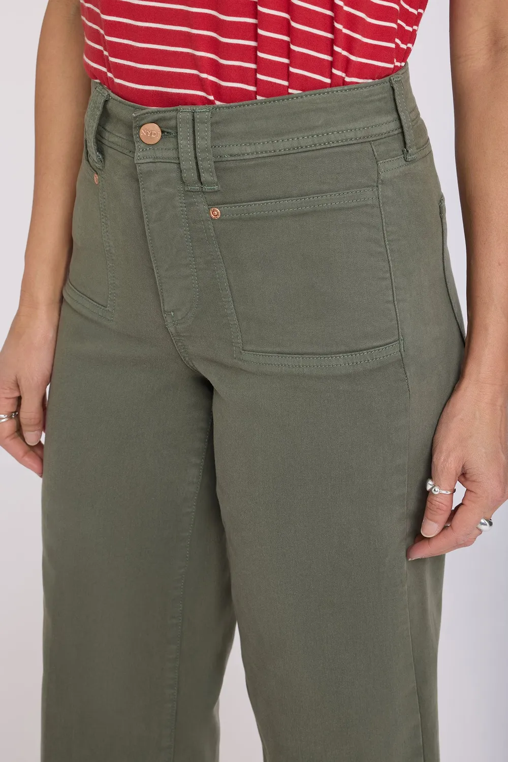 NYDJ Brigitte Wide Leg Capri Jeans Petite Desert Green