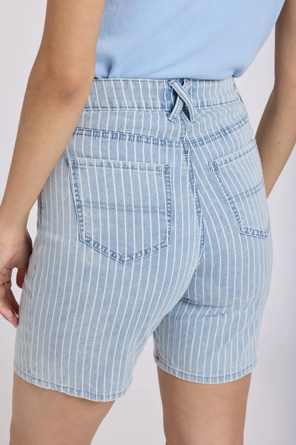 NYDJ Erin Relaxed Denim Shorts Azure Stripe 8