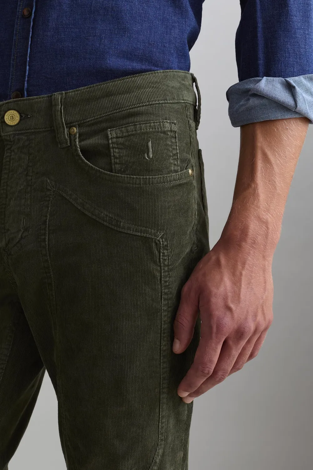 Jeckerson John Slim Fit Hose militärgrün Samt