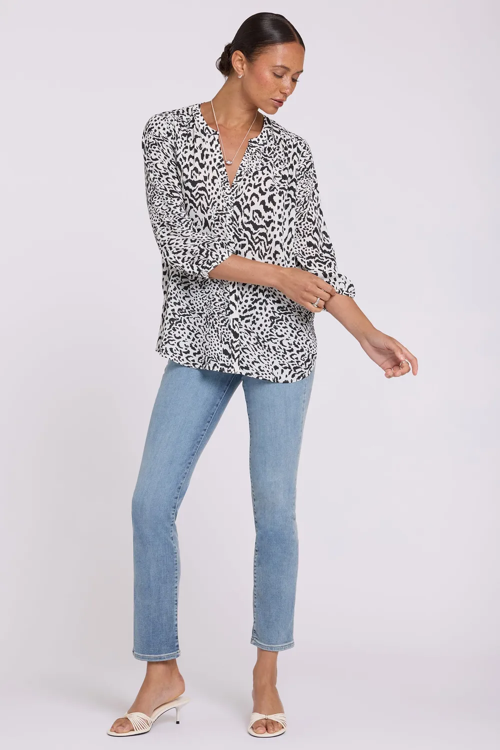 NYDJ Pintuck Bluse Caitlyn 3/4-Arm luftig