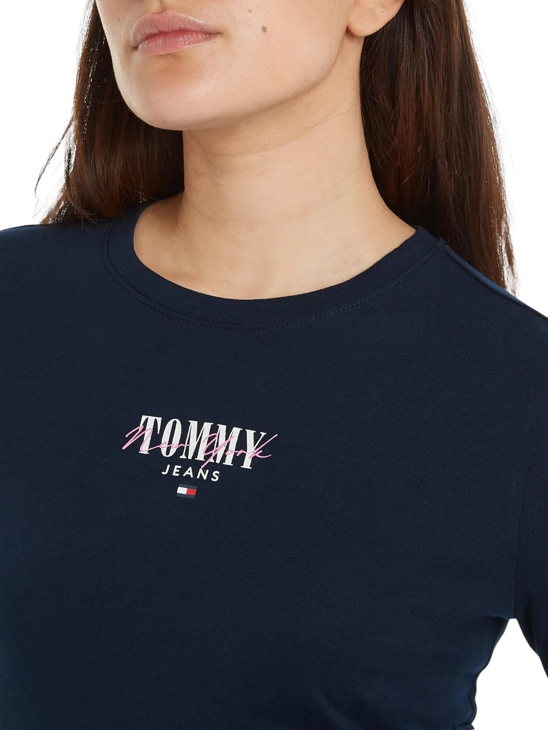 Tommy Jeans Basic Langarmshirt Damen weiß / blau
